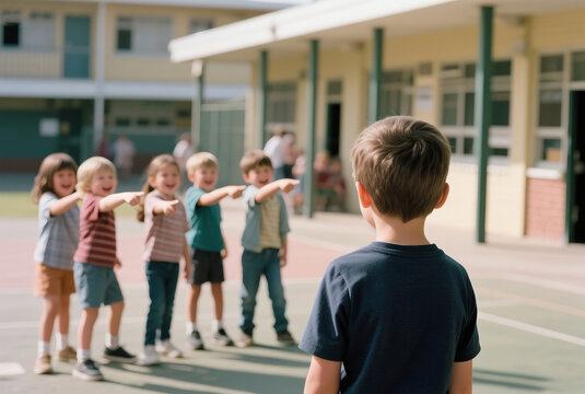 Child Being Bullied by Group – Realistic Emotional Scene