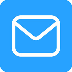Simple blue icon with a black outline of an envelope symbol