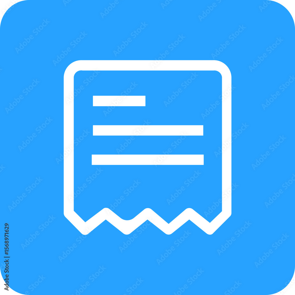 Poster simple blue icon representing a document or receipt with black lines