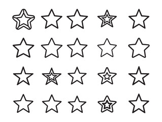 Hand drawn star review rating line art icon