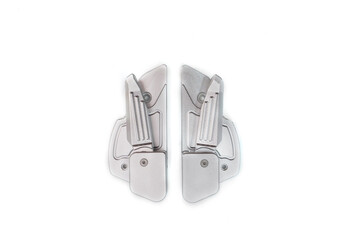 pair of motorcycle footstep parts isolated on white background, motorcycle foot peg
