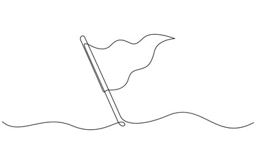 One line drawing of a flag. Editable continuous line. Vector illustration, Modern minimalistic design in continuous line art style, perfect for creative projects, print materials and educational.