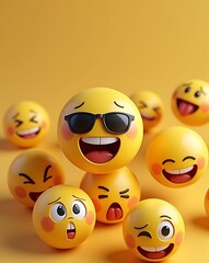 3D Emoji Characters with Various Facial Expressions