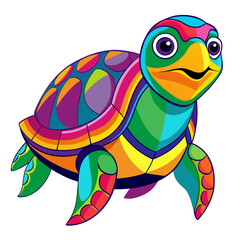 Obraz premium pop-art-turtle-vector--bright-colors
