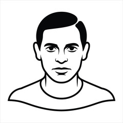 Stylish Vector Illustration of a Man's Face Black and White Portrait
