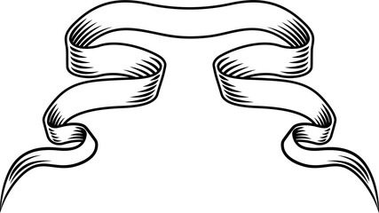 Ribbon Scroll Parchment Banner Vintage Woodcut