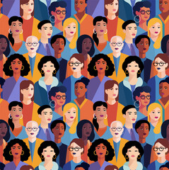Women Group Crowd Diversity Seamless Illustration