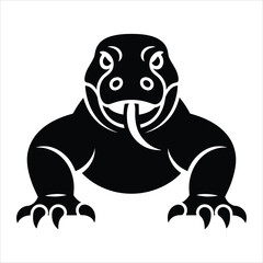 Obraz premium Powerful Komodo Dragon Silhouette Vector Illustration