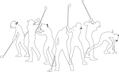 Golfers Golfing Silhouette Golf People Silhouettes