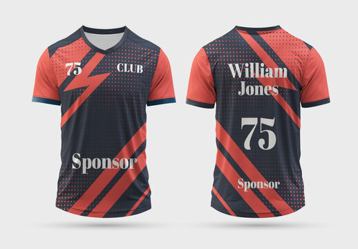 Modern Sport Jersey Design Editable Template Front and Back View