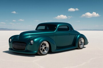 Fototapeta premium Customized classic car parked on Bonneville Salt Flats in Utah