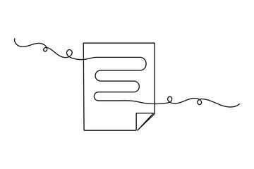 Naklejka premium One line minimalist drawing of document with folded corner outline isolated vector illustration 
