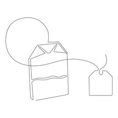 Continuous single one line art drawing of paper tea bag icon.