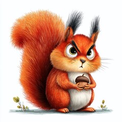 A Furious Squirrel Holds a Broken Acorn A CloseUp Wildlife Photography Capture of a Determined Angry Rodent