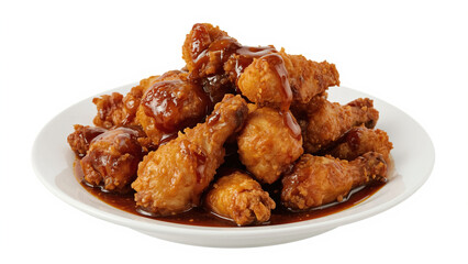 Spicy Fried Chicken Wings in White Bowl with Herb Garnish