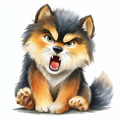 A Ferocious Wolf Pup Unleashes Fury CloseUp Capture of a Wild Animals Raw Emotion