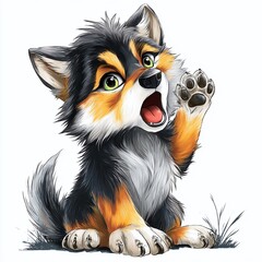 A Ferocious Wolf Pup Unleashes Raw Energy A CloseUp Portrait Capturing Anger and Intensity in a Dramatic Moment