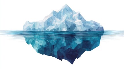 Obraz premium Geometric-style depiction of a majestic iceberg floating in calm waters, with a partial reflection