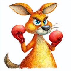 A Grumpy Kangaroo Boxer A Hilarious and Detailed Image of a Kangaroo in Boxing Gloves Perfect for Humor