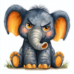 Grumpy Baby Elephant with Curled Trunk and Stomp Pose A Majestic Moment of Playful Discontent