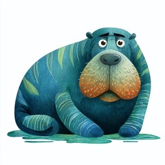 A Grumpy Manatee in Murky Water Betrayal and Solitude Unveiled in a Stunning Underwater Scene