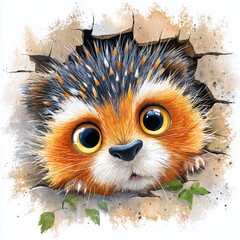A FuriouslyExpressing Mole Peeking from a Chaotic Watercolor Hole Hilarious Illustration of Frustration and Disarray