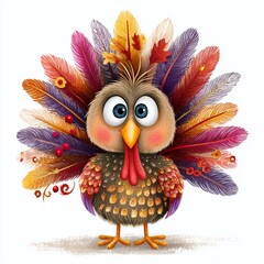 Watercolor Illustration of an Irritated Turkey Puffed Feathers in a Chaotic Waterfowl Scene