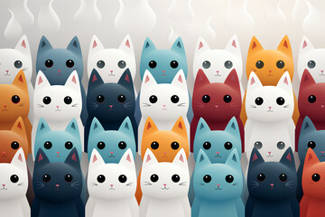 Obraz premium Cute Kitten Illustration – Children’s Book Style Pattern 