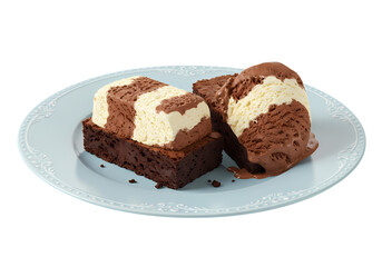 Delicious TwoTone Brownie Dessert A Culinary Delight isolated on transparent baackground