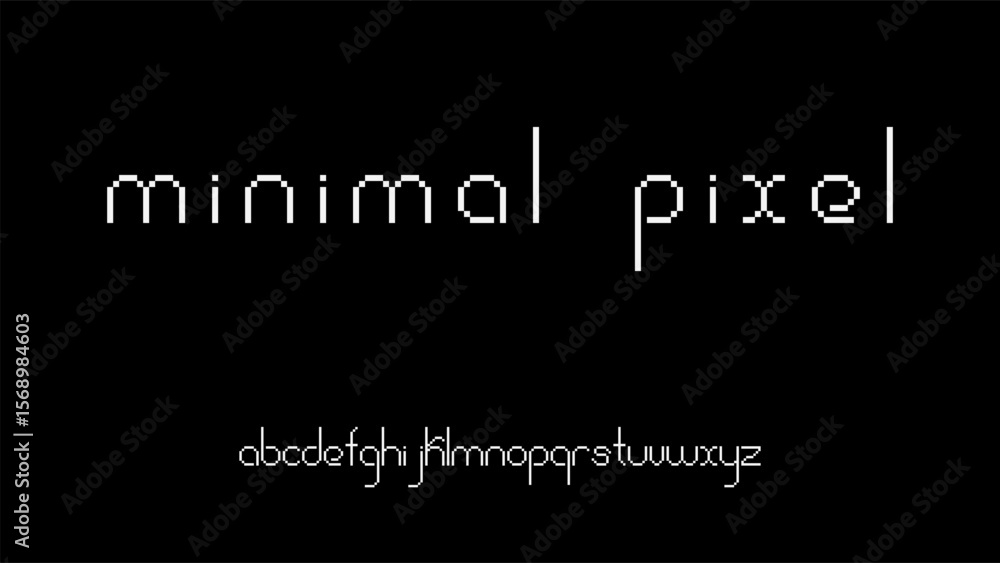 Poster minimalist pixel font lowercase alphabet in pixel art vector