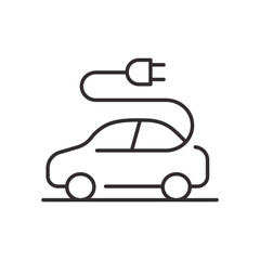 Electric car icon. Symbol of sustainable transport. Vector illustration. Editable stroke.