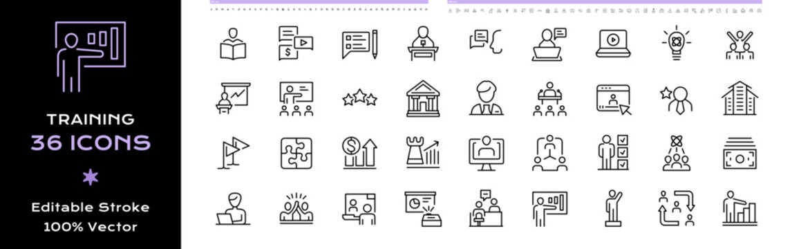Training Line Icons - Editable Stroke.