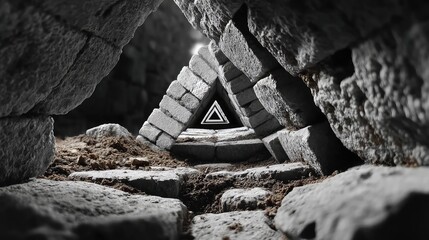 Abstract gray stone triangle structure