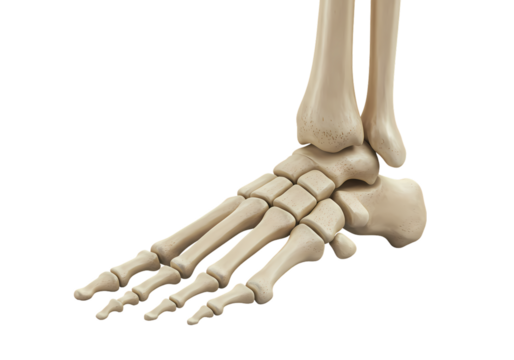 Human Foot and Ankle Skeletal Structure isolated on transparent baackground