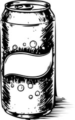 Can of carbonated drink with a blank label on a white background