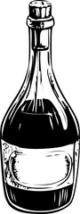 Bottle of red wine with a blank label on a white background