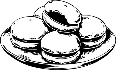 Plate of donuts stacked elegantly on a white background