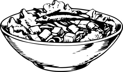 Caesar salad with tuna in a bowl on a white background
