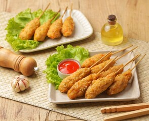 Sempol Ayam is a type of fried food made from tapioca flour.