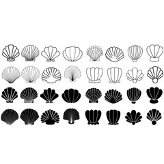 Seashell vector icon set. Shell illustration sign collection. conch symbol. Sea Life web icons.