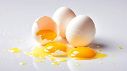 broken egg on a white background