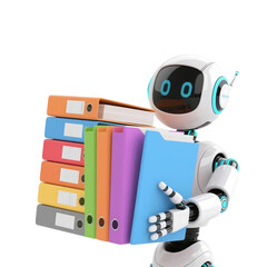 A cute AI robot character performing various business and finance activities, GPT chatbot icon. Artificial intelligence, trendy technology, support service, funny automation computer 