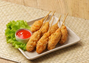 Sempol Ayam is a type of fried food made from tapioca flour.