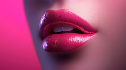 pink lips with pink lipstick, Lipstick_pink_cosmetology_concept 