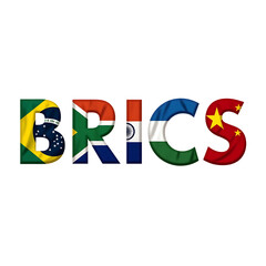 Brics acronym with country flags brazil south africa india china russia isolated on transparent background