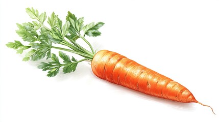 Realistic orange carrot vegetable with green leaves, illustration, healthy and nutritious.