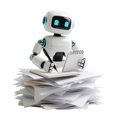 A cute AI robot character performing various business and finance activities, GPT chatbot icon. Artificial intelligence, trendy technology, support service, funny automation computer 