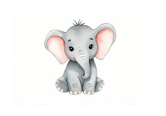 Obraz premium Watercolor Illustration of a Baby Elephant isolated on transparent background