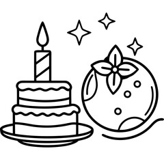 Minimalist Cake & Candle Vector Icon Collection