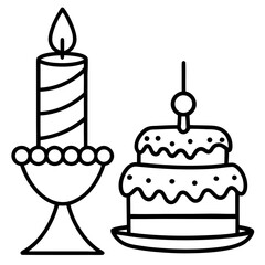 Minimalist Cake & Candle Vector Icon Collection